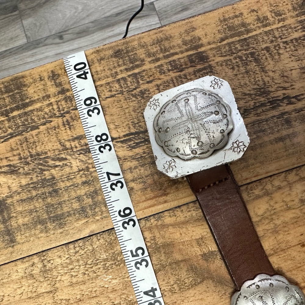Ralph Lauren Brown Leather Belt with Silver Conchos - Picture 11 of 11